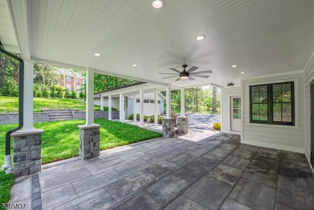 157 Meyersville Rd, Chatham Twp, NJ 07928 - view of patio featuring a ceiling fan