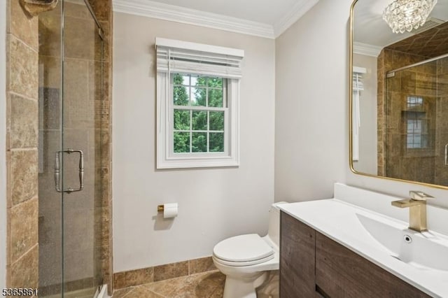 27 Wesley Ct, New Providence Boro, NJ 07974 - full bathroom with vanity, a shower stall, ornamental molding, and tile patterned flooring