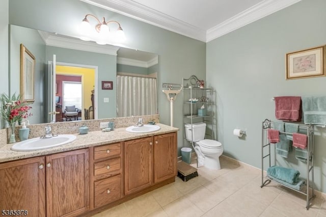 7108 Ravenscroft Rd Unit 7108, Clifton City, NJ 07013 - full bath featuring double vanity, crown molding, and tile patterned flooring