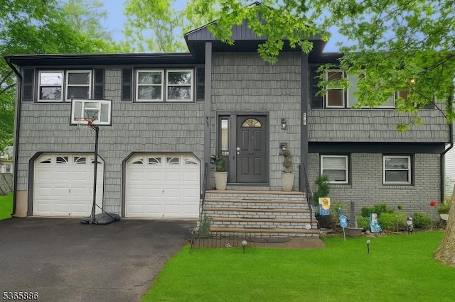 452 W 4th Ave, Roselle Boro, NJ 07203 - view of front of property with asphalt driveway, an attached garage, and a front yard