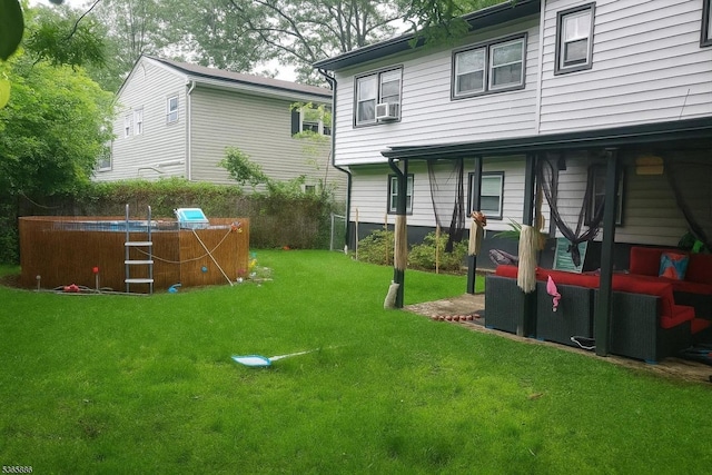 452 W 4th Ave, Roselle Boro, NJ 07203 - view of grassy yard with a swimming pool and cooling unit