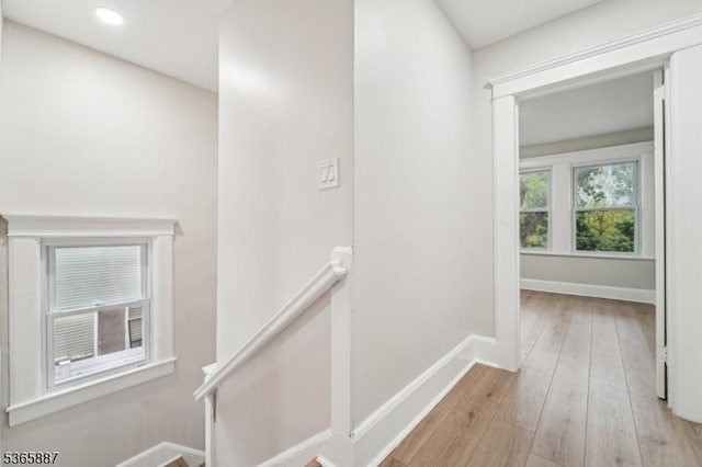 62 Rt46, Mine Hill Twp, NJ 07803 - corridor featuring an upstairs landing, light wood-style flooring, and recessed lighting