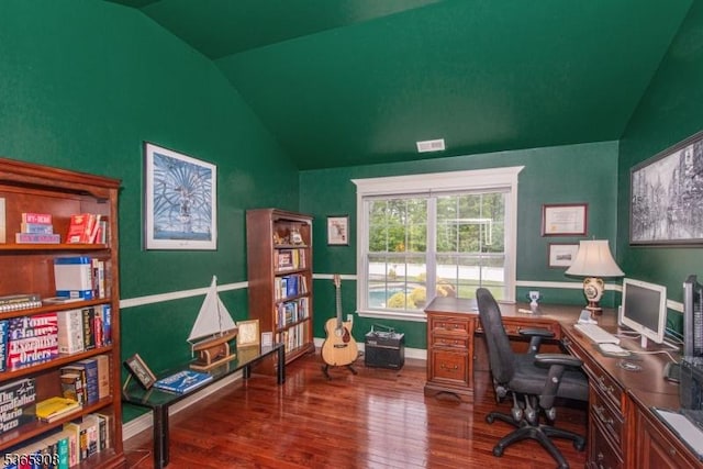 48 Saunders Ln, Mount Olive Twp, NJ 07840 - home office with lofted ceiling and wood finished floors