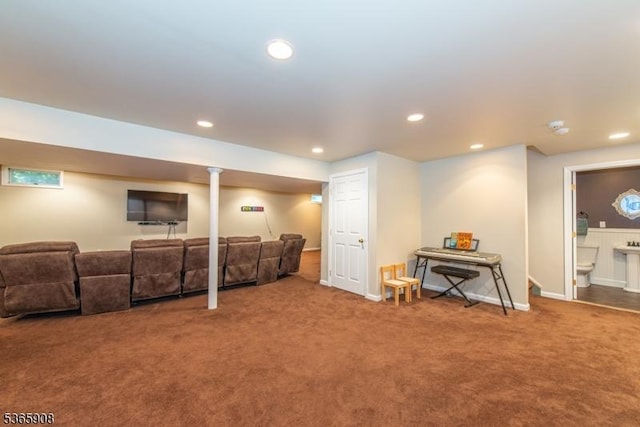 48 Saunders Ln, Mount Olive Twp, NJ 07840 - carpeted living room with recessed lighting