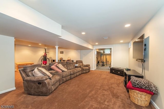 48 Saunders Ln, Mount Olive Twp, NJ 07840 - living area with carpet and recessed lighting