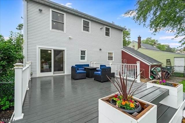 1592 Front St, Scotch Plains Twp, NJ 07076 - deck with an outdoor hangout area and a shed