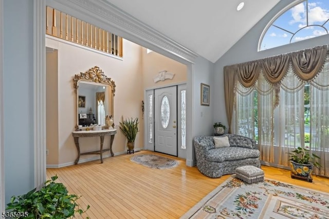 51 Bertran Dr, Bridgewater Twp, NJ 08807 - foyer entrance with high vaulted ceiling, wood finished floors, and healthy amount of natural light