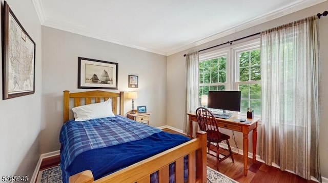 10 Walnut Grove Rd, Hillsborough Twp, NJ 08844 - bedroom with wood finished floors, crown molding, and a desk