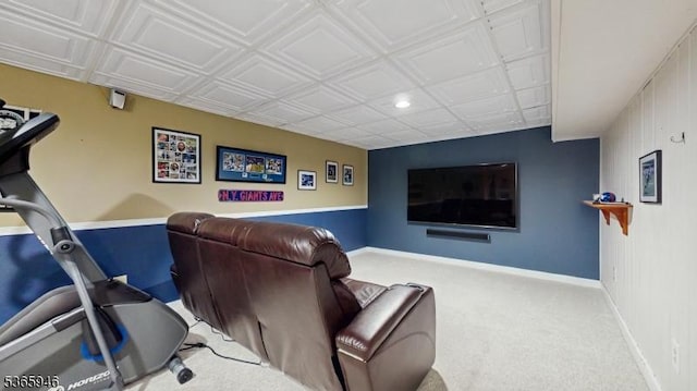 10 Walnut Grove Rd, Hillsborough Twp, NJ 08844 - carpeted cinema room with an ornate ceiling and recessed lighting