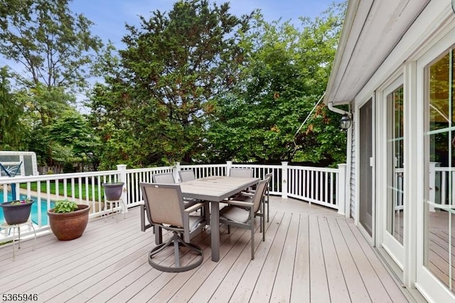10 Walnut Grove Rd, Hillsborough Twp, NJ 08844 - deck with outdoor dining space and a pool