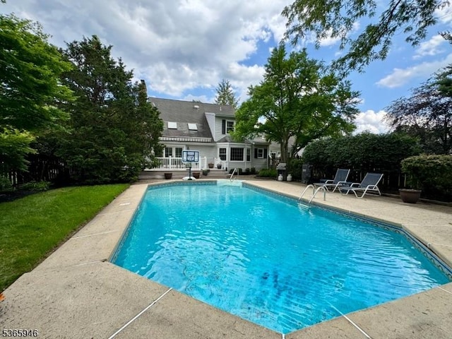 10 Walnut Grove Rd, Hillsborough Twp, NJ 08844 - outdoor pool with a wooden deck and a patio
