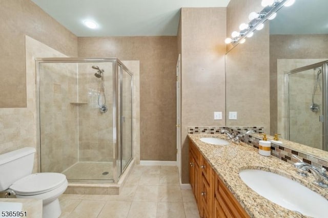 87-02 Centre St Unit 2, Nutley Twp, NJ 07110 - full bathroom with tile patterned flooring, double vanity, and a shower stall