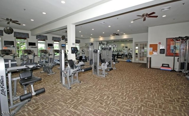 10 Cliff Rd Unit A3, Woodland Park, NJ 07424 - exercise room featuring a ceiling fan and recessed lighting