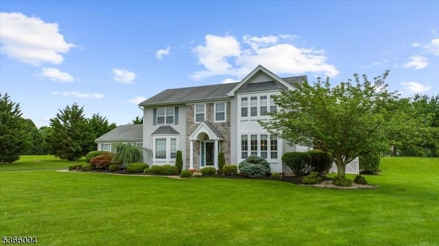 18 Running Brook Cir, Raritan Twp, NJ 08822 - view of front of property with a front yard and stone siding