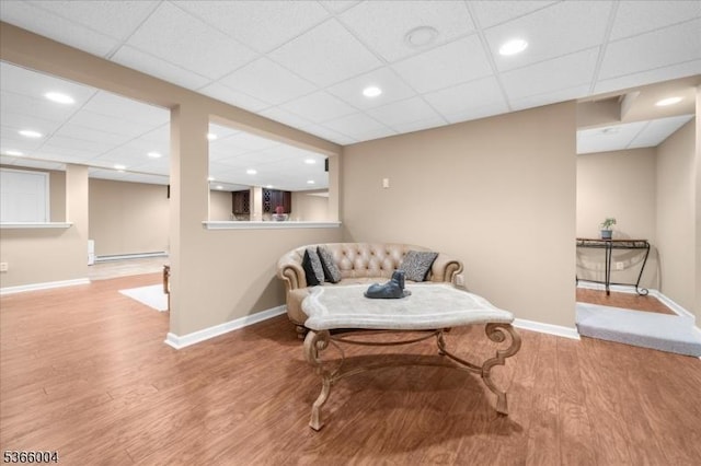 18 Running Brook Cir, Raritan Twp, NJ 08822 - living area with wood finished floors, recessed lighting, and a drop ceiling