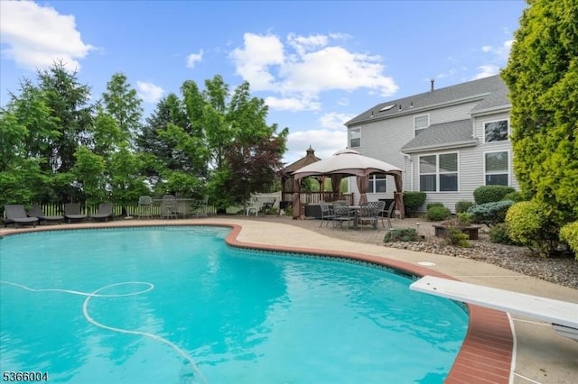 18 Running Brook Cir, Raritan Twp, NJ 08822 - view of pool with a gazebo, a patio, and a diving board