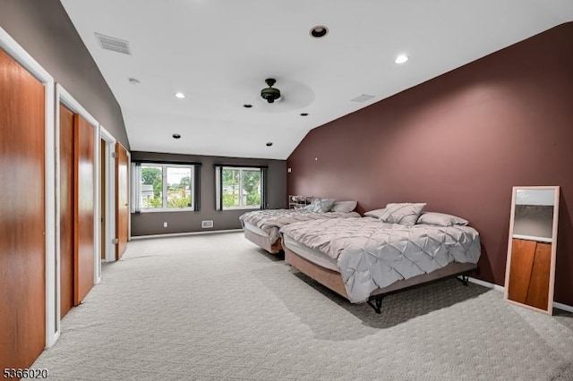 65 Lorraine Dr, Clifton City, NJ 07012 - bedroom featuring light colored carpet, vaulted ceiling, and recessed lighting