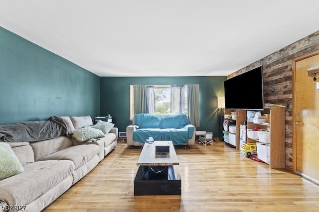 132 N 17th St, Prospect Park Boro, NJ 07508 - living area with light wood finished floors and an accent wall