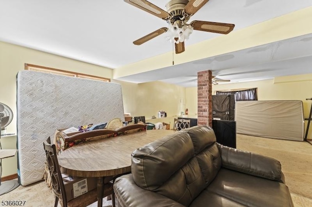 132 N 17th St, Prospect Park Boro, NJ 07508 - dining area featuring ceiling fan and decorative columns