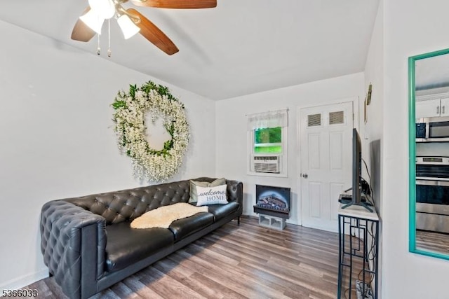 285 Stickles Pond Rd, Andover Twp, NJ 07860 - sitting room featuring wood finished floors, ceiling fan, and cooling unit