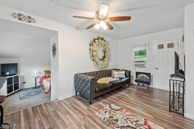 285 Stickles Pond Rd, Andover Twp, NJ 07860 - living area featuring a ceiling fan, wood finished floors, and cooling unit