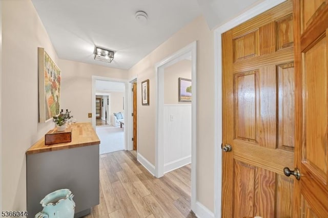 202 N Rd, Chester Twp, NJ 07930 - hall with light wood-style floors and a wainscoted wall