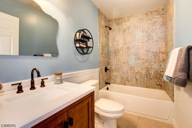 23 Howard St, Irvington Twp, NJ 07111 - bathroom with vanity, shower / bath combination, and wainscoting