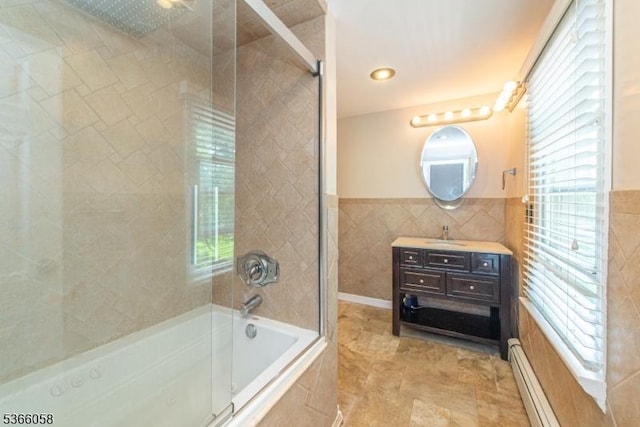19 Card St, Hamburg Boro, NJ 07419 - bathroom with tile walls, vanity, and a baseboard radiator