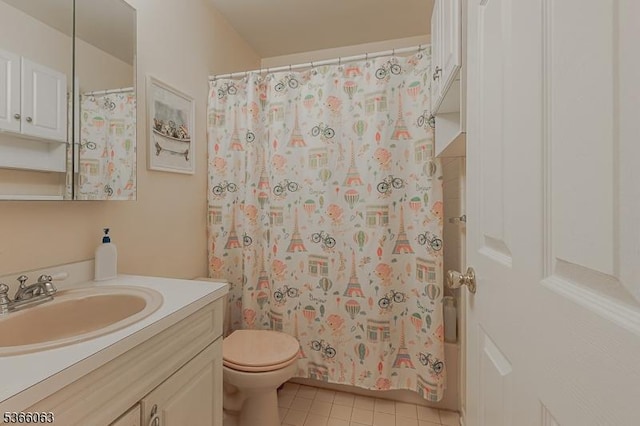 9 Cottage Ct, Berkeley Heights Twp, NJ 07922 - bathroom featuring vanity, tile patterned floors, and a shower with shower curtain