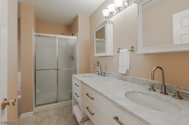 9 Cottage Ct, Berkeley Heights Twp, NJ 07922 - bathroom featuring a stall shower and double vanity