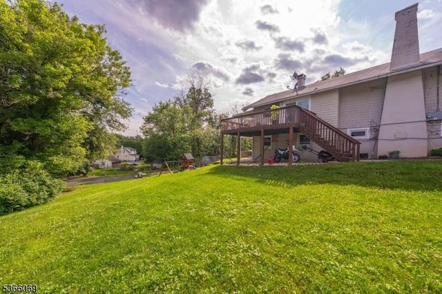 9 Beavers St, High Bridge Boro, NJ 08829 - view of grassy yard with stairs and a wooden deck