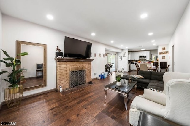 9 Beavers St, High Bridge Boro, NJ 08829 - living area featuring wood finished floors, recessed lighting, and a fireplace