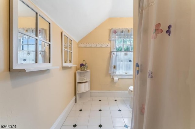 701 Hillcrest Blvd, Phillipsburg Town, NJ 08865 - bathroom featuring lofted ceiling and tile patterned flooring