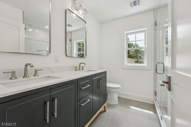 151 Center Ave, Chatham Boro, NJ 07928 - bathroom with double vanity, tile patterned floors, and a shower stall