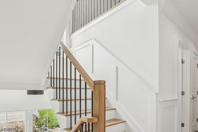 151 Center Ave, Chatham Boro, NJ 07928 - staircase with a high ceiling