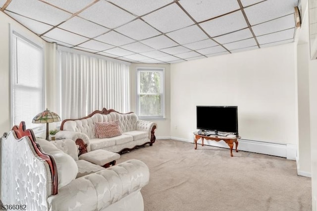 1432 Munn Ave, Hillside Twp, NJ 07205 - living area with carpet and a drop ceiling