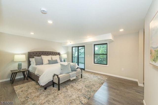 24 Hillcrest Rd, Mountain Lakes Boro, NJ 07046 - bedroom with access to exterior, wood finished floors, and recessed lighting