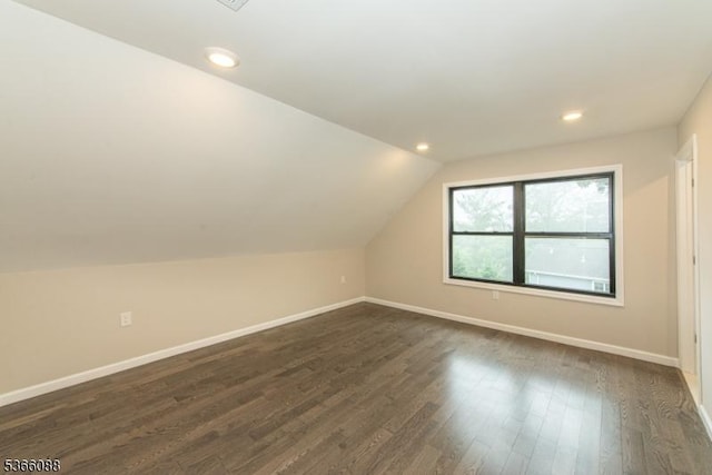 24 Hillcrest Rd, Mountain Lakes Boro, NJ 07046 - bonus room featuring lofted ceiling, dark wood-type flooring, and recessed lighting