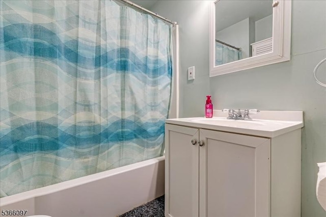 159 Aurora St, Lopatcong Twp, NJ 08865 - bathroom featuring shower / bath combo with shower curtain and vanity