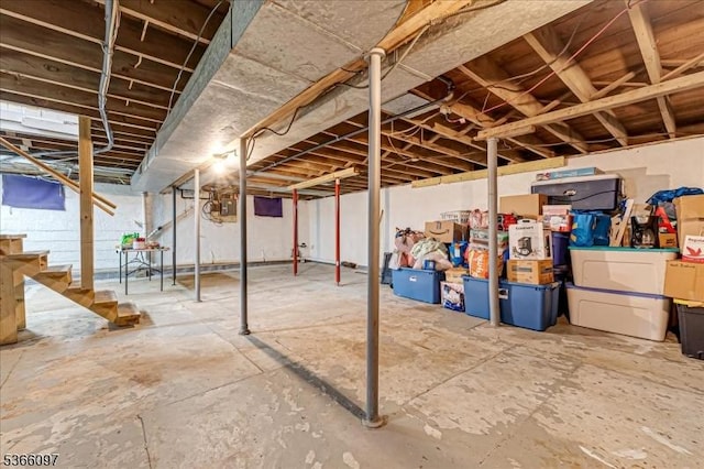 159 Aurora St, Lopatcong Twp, NJ 08865 - unfinished below grade area featuring stairway and electric panel