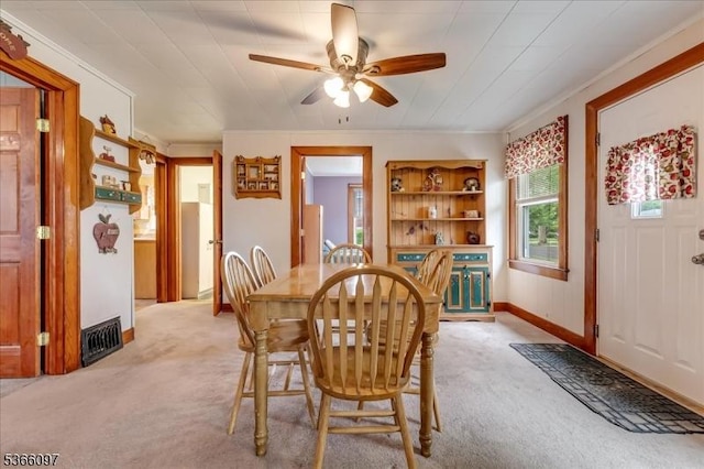 159 Aurora St, Lopatcong Twp, NJ 08865 - dining area featuring light colored carpet and a ceiling fan