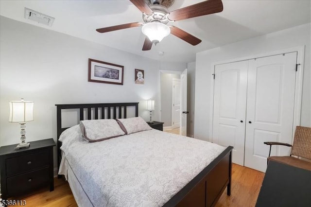 19 Elm St, Wanaque Boro, NJ 07420 - bedroom with a closet, light wood-style flooring, and ceiling fan