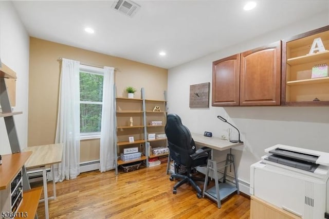19 Elm St, Wanaque Boro, NJ 07420 - office featuring light wood-style flooring, a baseboard radiator, and recessed lighting