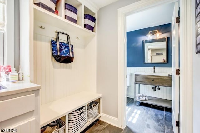 109 Chatham St, Chatham Boro, NJ 07928 - mudroom with a wainscoted wall and a sink