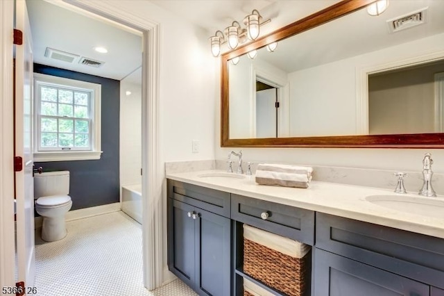 109 Chatham St, Chatham Boro, NJ 07928 - full bath featuring double vanity, a bath, and tile patterned flooring
