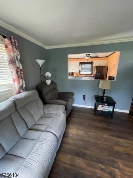 136 N 21st St, Kenilworth Boro, NJ 07033 - living area featuring ornamental molding and wood finished floors