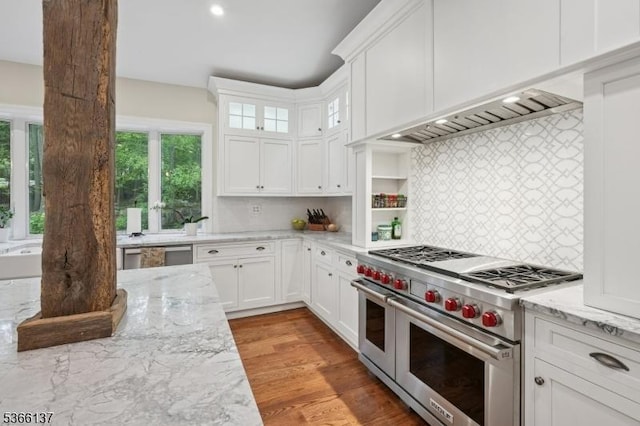 4 Knollwood Ln, Hardyston Twp, NJ 07460 - kitchen featuring stainless steel appliances, white cabinetry, light stone counters, and tasteful backsplash