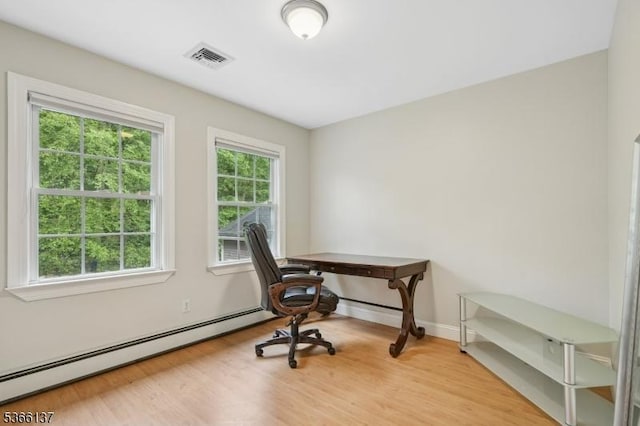 4 Knollwood Ln, Hardyston Twp, NJ 07460 - office featuring baseboard heating and wood finished floors