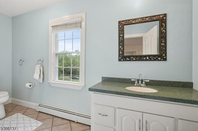 4 Knollwood Ln, Hardyston Twp, NJ 07460 - bathroom with baseboard heating, vanity, and tile patterned floors