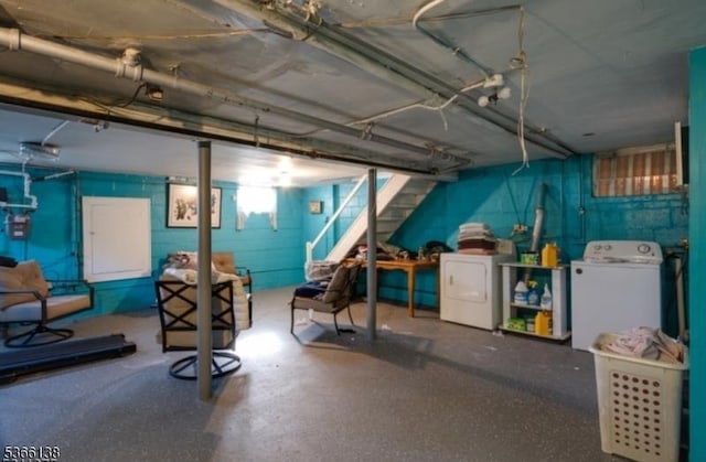 453 Beardsley Ave, Bloomfield Twp, NJ 07003 - basement with separate washer and dryer and stairway